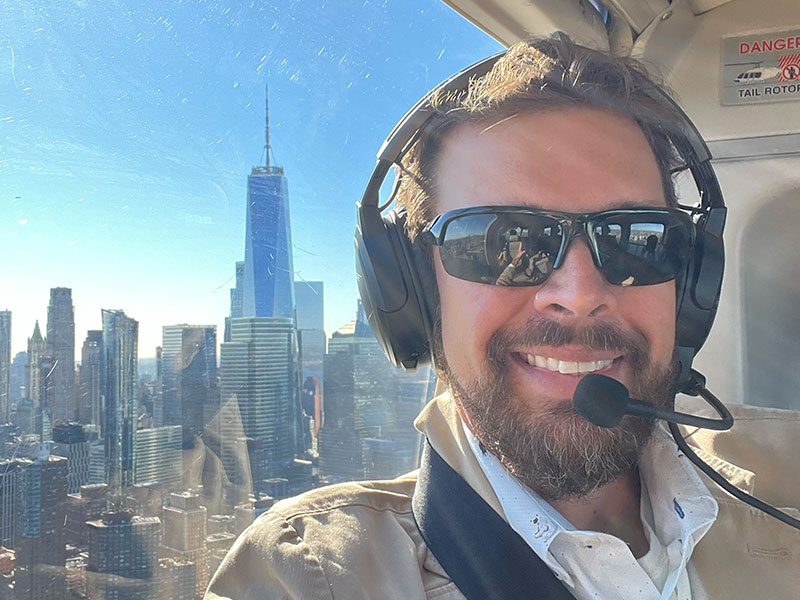 Ben Homan In Helicopter Over NYC