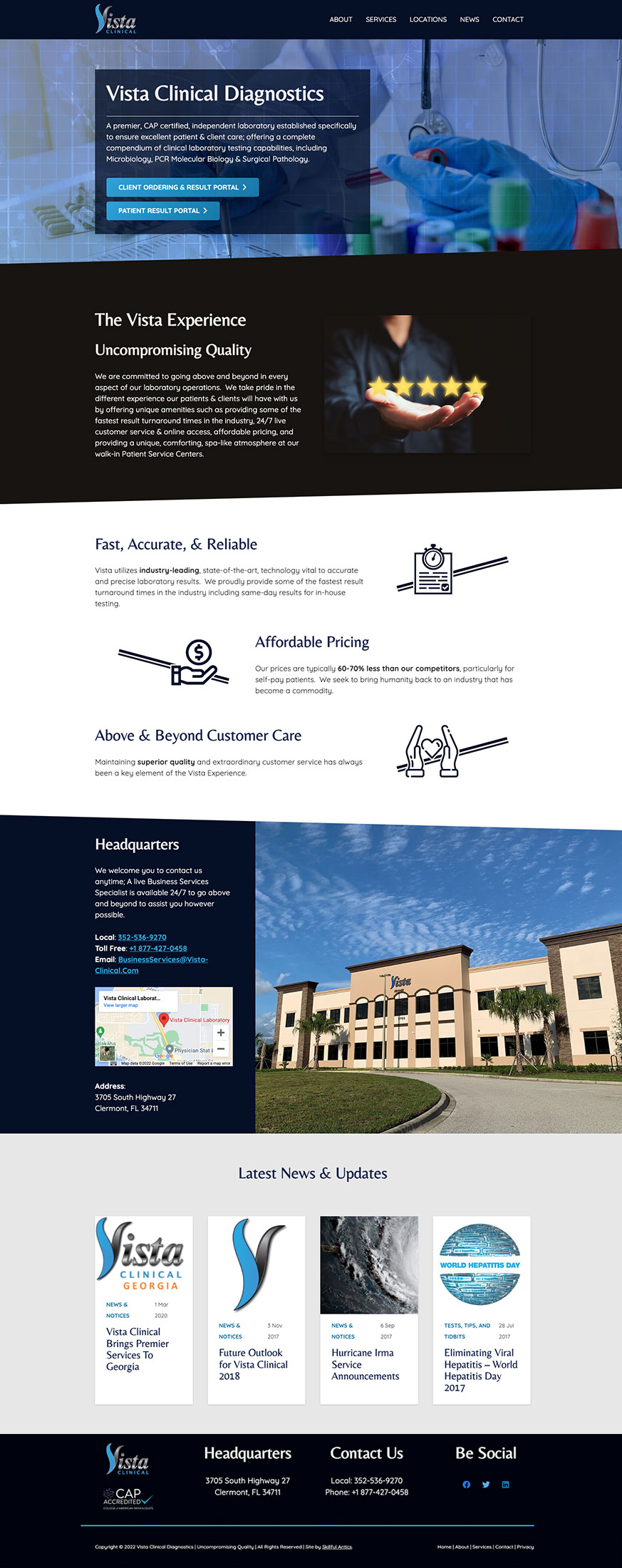 Vista Clinical Diagnostics site by Skillful Antics Portfolio