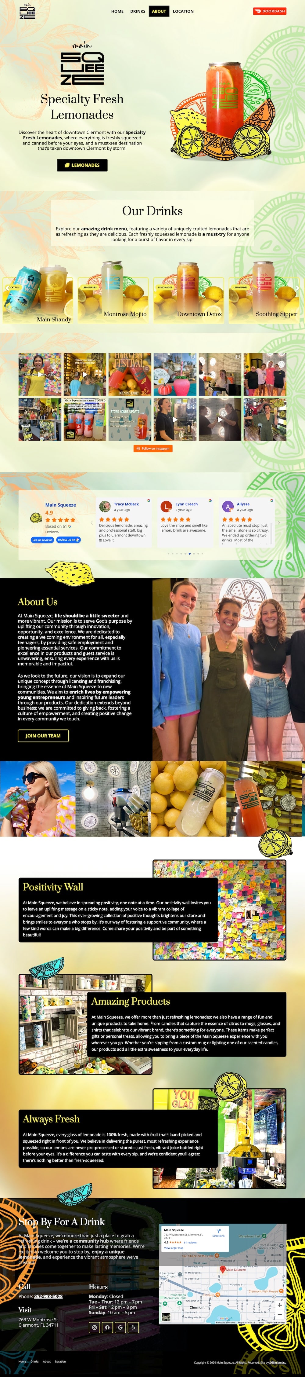 Main Squeeze Clermont Homepage Skillful Antics Web Design-min