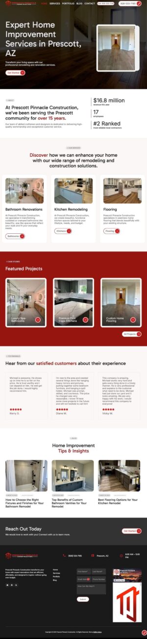 prescott pinnacle construction skillful antics website design