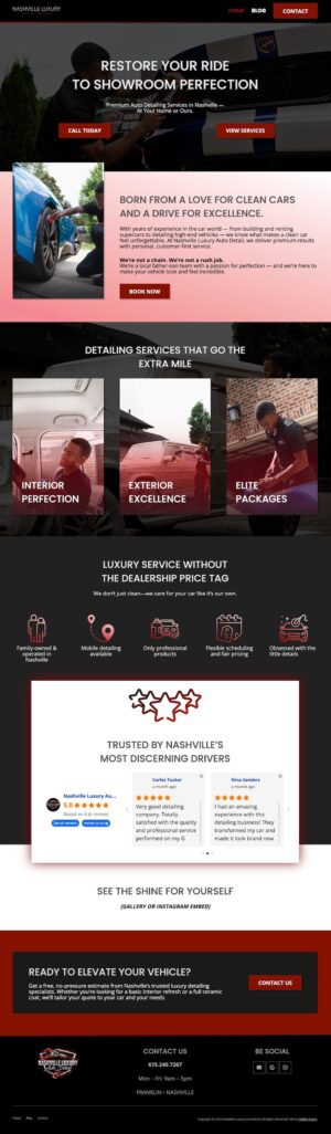 Nashville Luxury Auto Detail Homepage