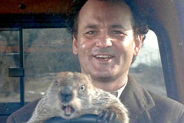 Phil Conners and Punxsutawney Phil go for a ride in Groundhog Day